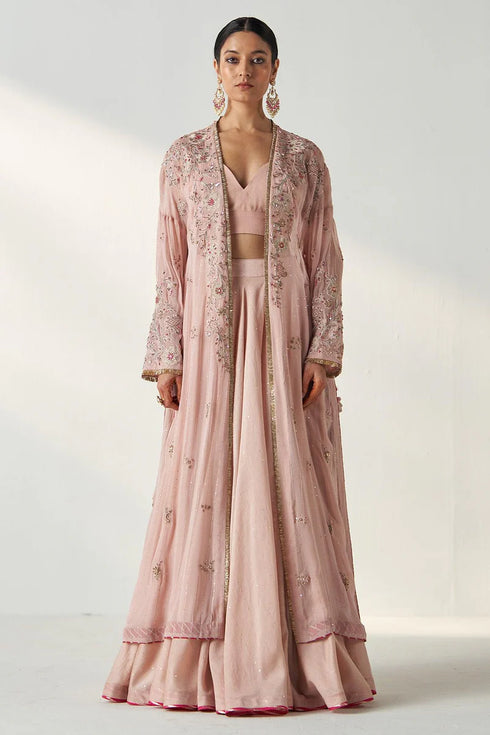 Zoya Blush Pink Cape Lehenga Set